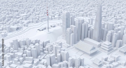 Monochromatic Cityscape - A Minimalist Architectural Rendering.