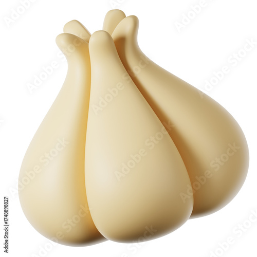 3D Rendered Bulb of Garlic Isolated on Green Background Illustration