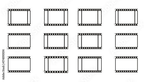 VistaVision film frame vector set. Retro movie cinema photo border collection. Old photography filmstrip negative slide template. Blank picture frame design element asset.