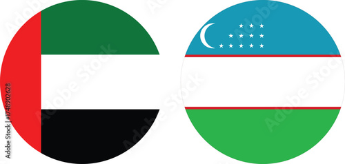 Dubai and Armenia Circular Flags — Symbol of Friendship, Unity, and International Cooperation and the transparent background 
