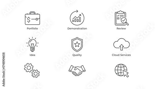 Ordered vector set portfolio demonstration collection, organized graphic design elements, layout showcase, creative vector art display, professional design presentation, digital illustration assets