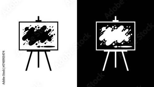 Creative Artist Easel Silhouette with Abstract Paint Splash Design