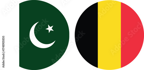 Free Download Pakistan and Belgium Circular Flags Friendship Emblem – International Unity Vector Design and the transparent background 
 - GFXLoad
