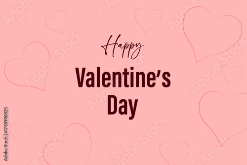 A pink background with "Happy Valentine's Day" text, surrounded by subtle heart outlines.