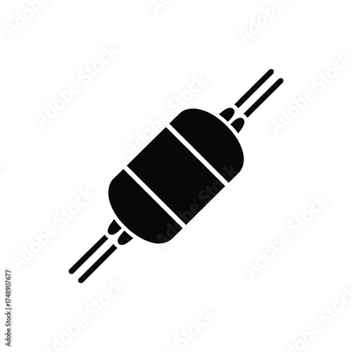 Black silhouette of an electronic component with two wires