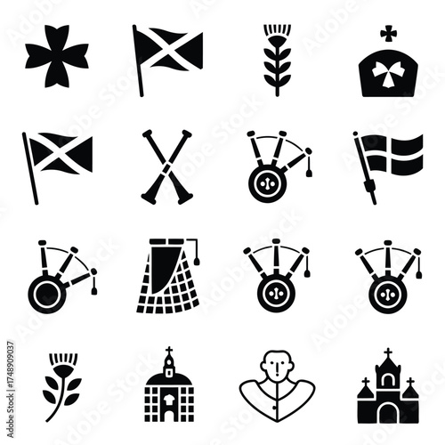 Collection of scottish and celtic symbols and icons