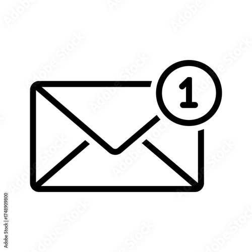 Vector black line icon for Unread mail
