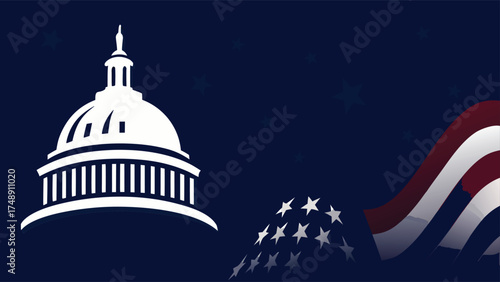 constitution day and citizenship day background design with capitol building and american flag suitable for constitution day and citizenship day on united states


