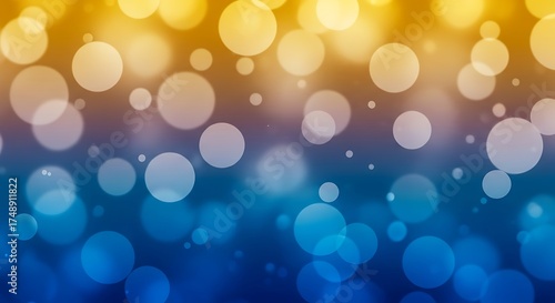 Abstract bokeh lights background with golden yellow and blue gradient