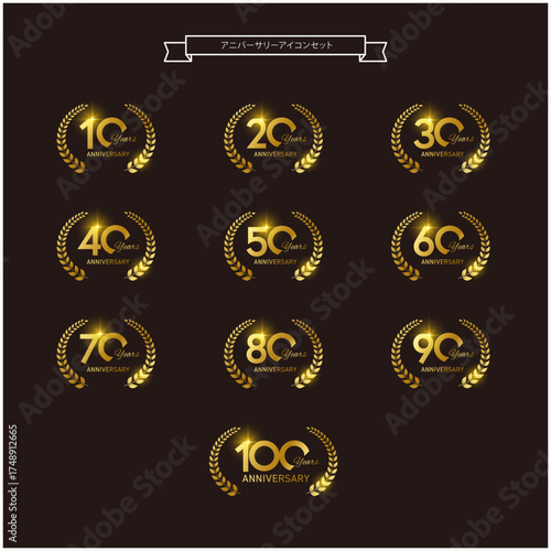 金色アニバーサリーラベルセット｜Gold Anniversary Label Set
