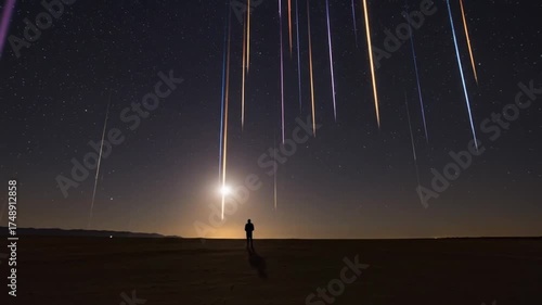 Night sky meteor shower cosmic wonder