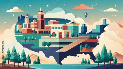 Modern Minimalist Flat Vector Map of the United States of America in Soft Pastel Colors, Clean Design on White Background, Perfect for Infographic and Educational Use, High Resolution SVG