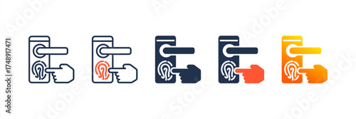Ai Door Lock icon set multiple style collection