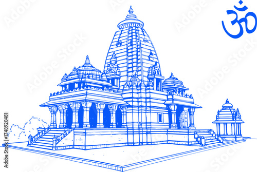 Photos Hand Drawn Hindu Temple Structure Vector Illustration – Ancient Indian Architect