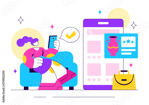 Online Marketplace For Handmade Goods Illustration Featuring a Platform That Allows Craftsmen to Sell Unique Handmade Products to Consumers