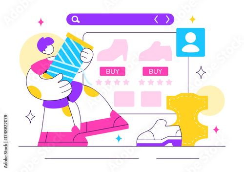 Online Marketplace For Handmade Goods Illustration Featuring a Platform That Allows Craftsmen to Sell Unique Handmade Products to Consumers