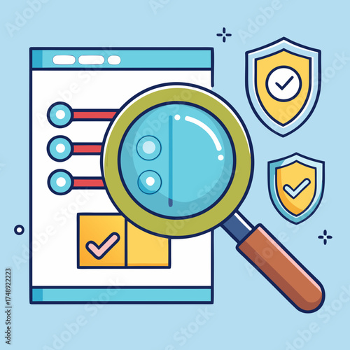 Magnifying glass examining data security and privacy protection