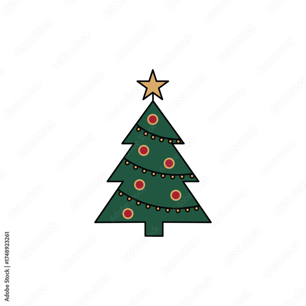 Obraz premium Flat design christmas tree vector icon.