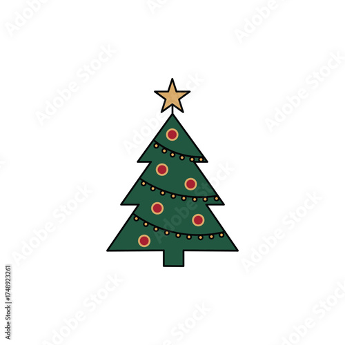Flat design christmas tree vector icon.