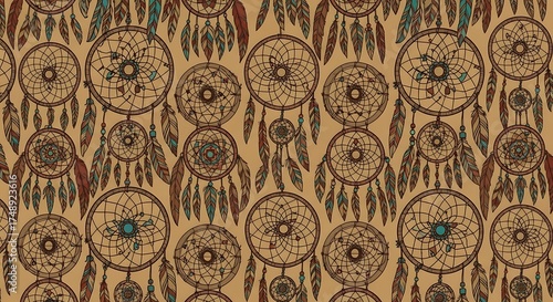 Intricate dreamcatcher pattern evoking tranquility and ethereal designs