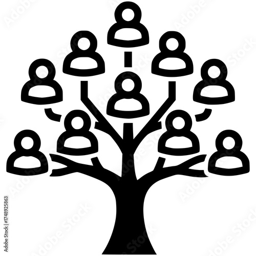 Family Tree Illustration: A symbolic family tree illustration with multiple generations linked together, conveying the concepts of heritage, genealogy, and interconnectedness within a family unit. 