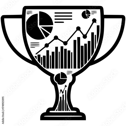 Data Excellence Award: An emblem of achievement, this graphic portrays a trophy infused with charts and graphs, celebrating data-driven success and analytical prowess.