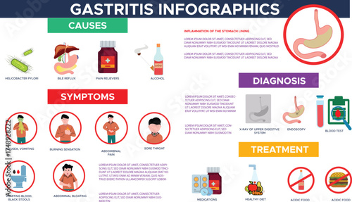 Gastritis Infographic with Symptoms Causes and Treatment Information