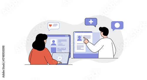 Engaging telehealth platform connects patients with doctors for virtual appointments and online healthcare consultations, promoting accessible and modern medicine