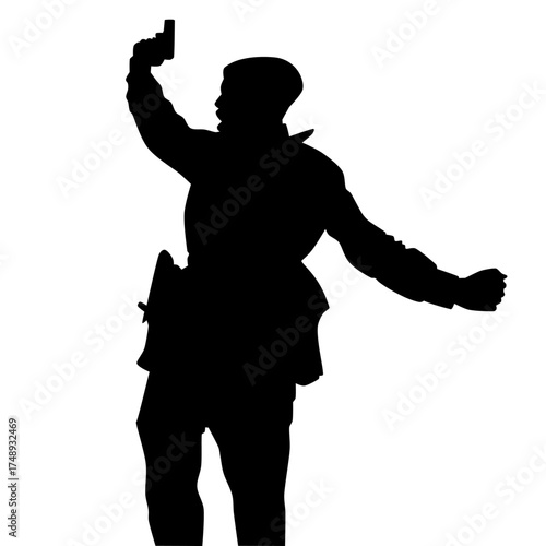 Soldier world war 2 holding a gun silhouette 