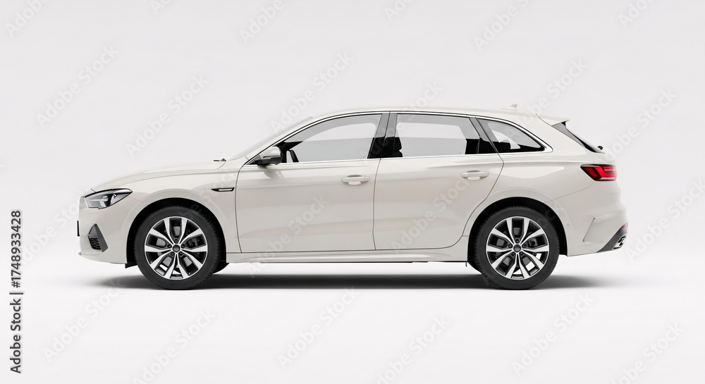 Fototapeta premium Generic Modern Car on a White Studio Background - 3D Render