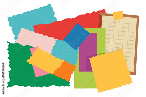 colorful torn paper scraps
