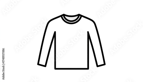 Simple Black and White Long Sleeve Shirt Illustration.