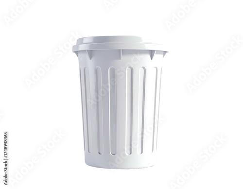 Wallpaper Mural A white, cylindrical waste receptacle with a lid, set against a black background Torontodigital.ca