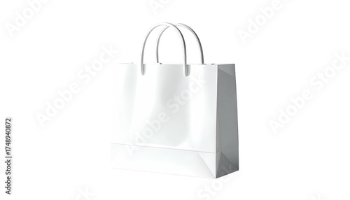Wallpaper Mural Isolated white paper shopping bag with white handles, centered on black background Torontodigital.ca