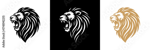roaring lion logo images vector template