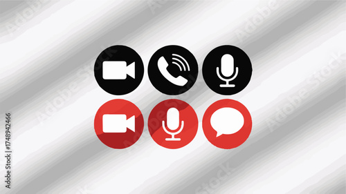 Communication icons video call microphone chat phone vector
