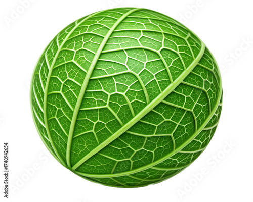 Abstract sphere green leaf logo, on transparent background,