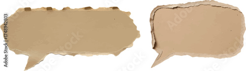 A set of  Recycled Kraft Paper Speech Bubble Texture for Message or Dialogue Concept
