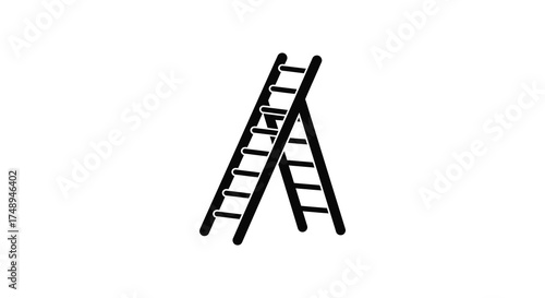Simple line art icon of an a-frame ladder open for use symbolizing construction and access silhouette