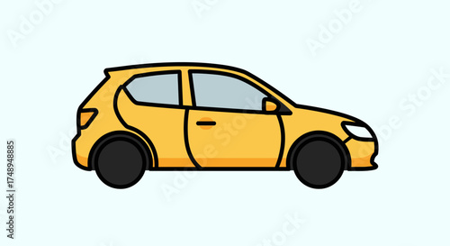yellow car isolated on white