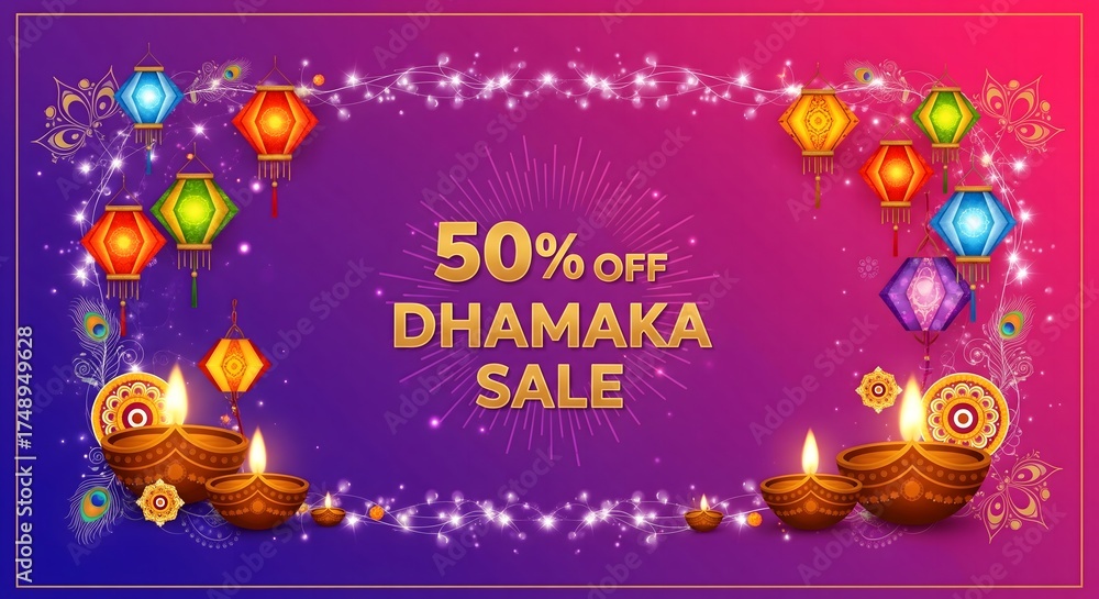 Naklejka premium Dhamaka Sale 50% Off – Festive Diwali Offers and Big Discounts