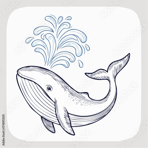 Whale Spouting Water Sketch.