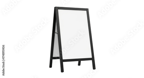 Isolated a frame sign with a white display board and a frame made of a material that is gray on transparent background