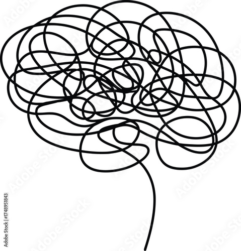 Abstract illustration of a tangled brain symbolizing confusion and complex thoughts