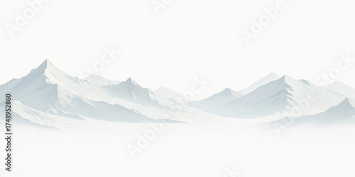 A stunning snow-covered mountain landscape with frozen peaks under a clear sky, evoking the majesty of winter nature