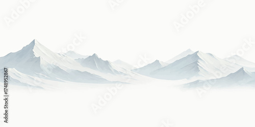 An illustration of a cold mountain landscape vector with snow and a glacier under a winter sky