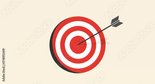 Achieving Precision A minimalist vector illustration of an arrow hitting the center of a target, symbolizing successful business strategy, accurate planning, and clear goal attainment