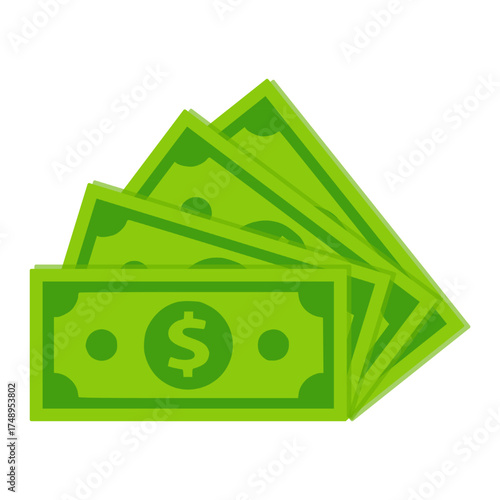 Dollar symbol vector illustration. Financial icon design showing multiple dollar signs in perspective. Business and money concept. Economic graphic element. Vector art on white background.