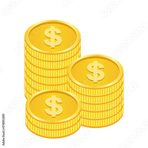Gold Coin Stack with Dollar Symbol Vector Illustration