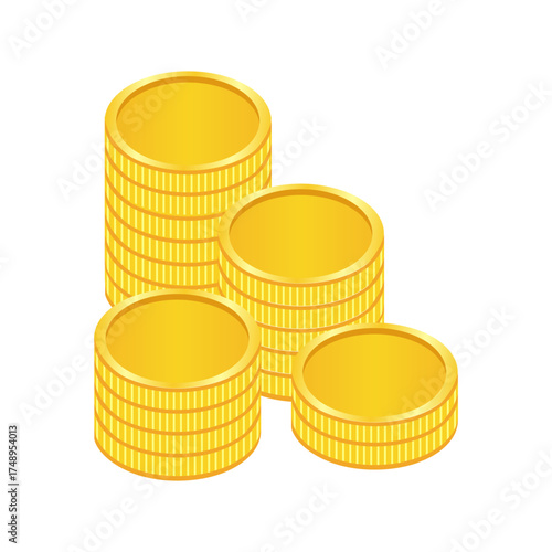Cartoon Gold Coin Stacks Financial Growth Vector